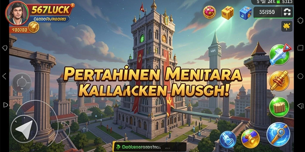 Tangkapan layar gameplay menampilkan aksi menara dalam pertempuran Tower Defense.