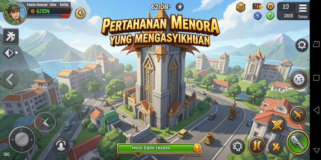 Tangkapan layar gameplay menegangkan dari 62IDN di Tower Defense.