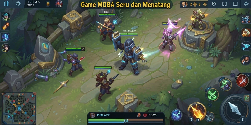 Tampilan gameplay seru di FURLA77 dengan banyak karakter dan strategi.