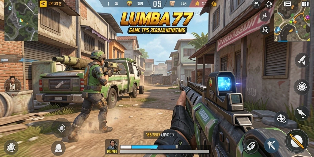 Screenshot LUMBA77 menampilkan aksi pertempuran seru dalam game TPS.