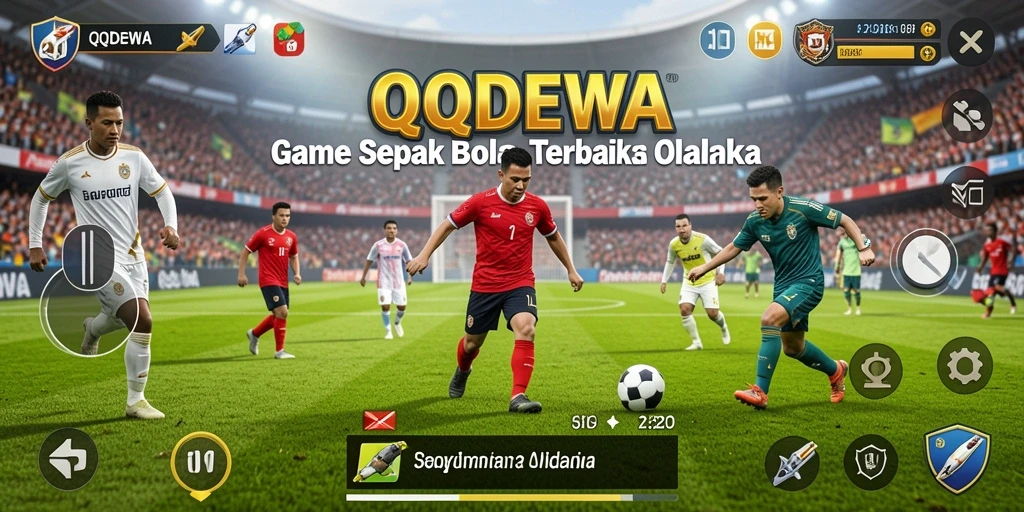 Tampilan gameplay QQDEWA yang menegangkan di lapangan sepak bola.